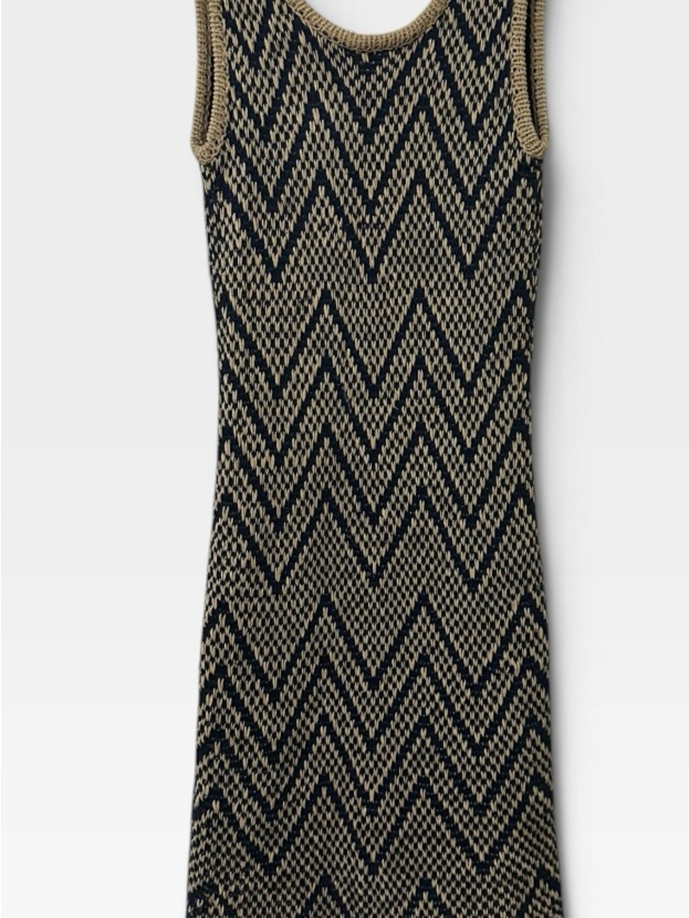 rag & bone Chevron Knit Midi Dress in Black and Tan